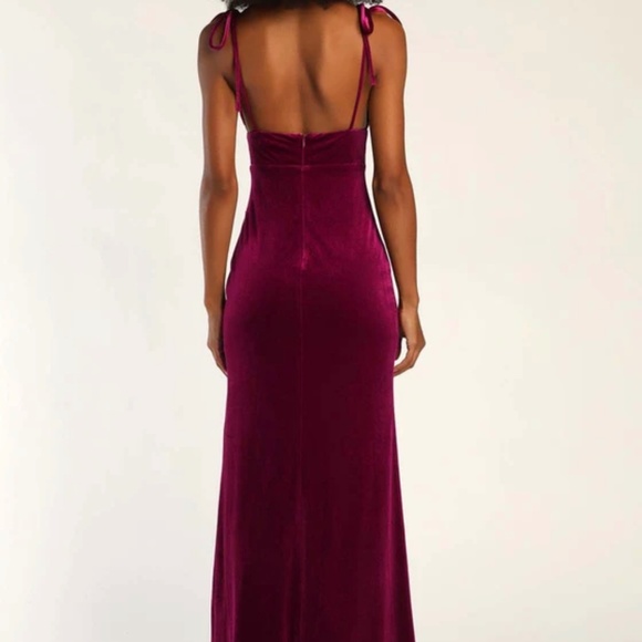 NWT Berry Pink Velvet Tie-Strap Maxi Dress SMALL - Picture 3 of 6